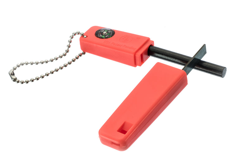 SE FS379 3-in-1 Firestarter with Ball Keychain (Compass, Flint & Striker & Whistle)