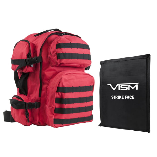 Level IIIA VISM by NcSTAR BSCBR2911-A LEVEL IIIa TACTICAL BACKPACK WITH 10"x12" LEVEL IIIA SOFT BALLISTIC PANEL/ RED WITH BLACK TRIM