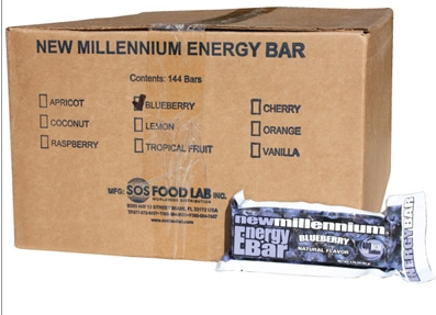 SOS Food Labs SOS-BLUEBERRY-144 Millennium Bars 400-Calorie Blueberry Case