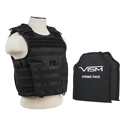 LEVEL IIIA VISM by NcSTAR BSCVPCVX2963B-A EXPERT PLATE CARRIER VEST (MED-2XL) WITH 10"X12' LEVEL IIIA SHOOTERS CUT 2X SOFT BALLISTIC PANELS/ LARGE/ BLACK