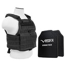 VISM LEVEL III+ BPCVPCV2924B-A PLATE CARRIER VEST WITH 10"X12' LEVEL III+ PE SHOOTERS CUT 2X HARD BALLISTIC PLATES/ BLACK