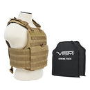 LEVEL IIIA VISM BSCVPCV2924T-A PLATE CARRIER VEST WITH 10"X12' LEVEL IIIA SHOOTERS CUT 2X SOFT BALLISTIC PANELS/ TAN