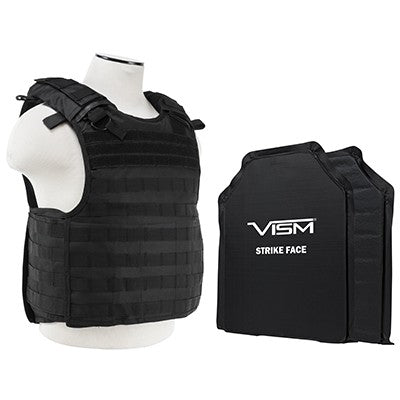 LEVEL IIIA  VISM by NcSTAR BSLCVPCVQR2964B-A QUICK RELEASE PLATE CARRIER VEST WITH 11"X14' LEVEL IIIA SHOOTERS CUT 2X SOFT BALLISTIC PANELS/ BLACK