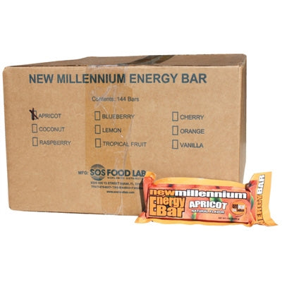 SOS Food Labs SOS-APRICOT-144 Millennium Bar 400-Calorie Apricot Case