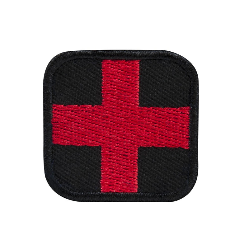 VISM by NcSTAR FIRST AID PATCH 1.5" X 1.5"/ RED WITH BLACK BACKGROUND/ HOOK FASTENER BACKING