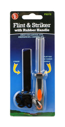 SE FS372 Flint and Striker with Rubber Grip Handle, Black/Orange in package