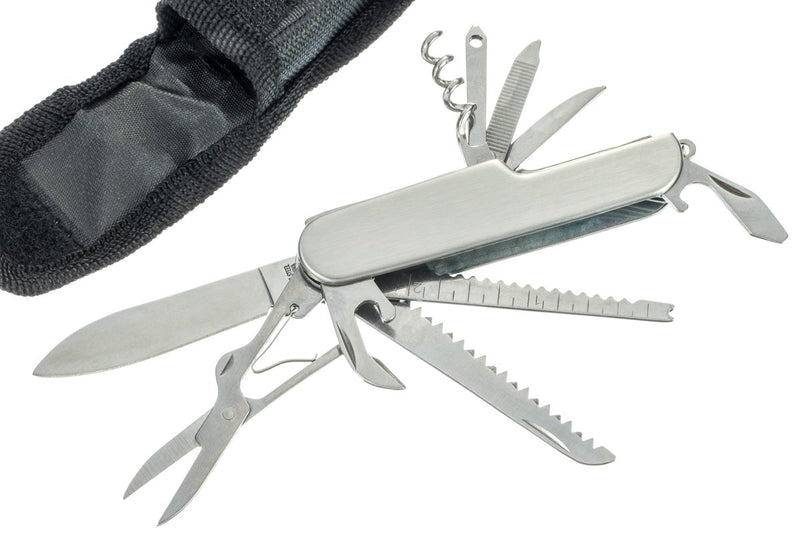 SE KC5011SP 14-in-1 Multi-Functional Knife with Stainless Steel Body, Fix Blade Pocket Knife