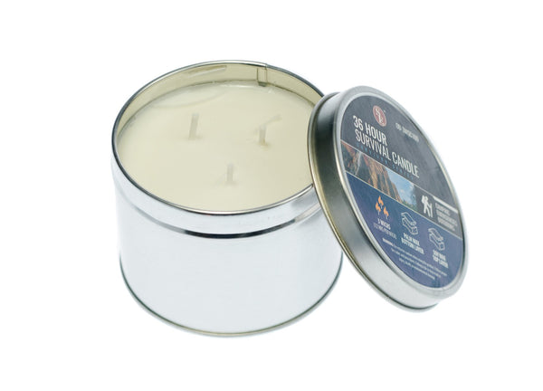3-Wick 36-Hour Emergency 3 Wick Candle Soy Way in Tin Box Open