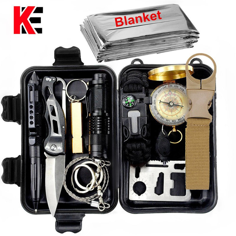 Open Kit Multifunctional Survive Wristband Whistle Blanket Knife
