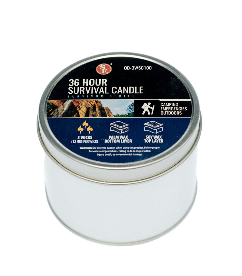 Survival candle 3 Wicks, 36 Total Hours,12 Hours Per Wick, Soy Wax, in a Tin Box