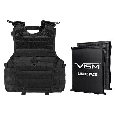 LEVEL IIIA  VISM BSCVPCVXC2963B-A EXPERT PLATE CARRIER VEST (EXTRA SMALL-SMALL) WITH 8"X10' LEVEL IIIA RECTANGLE CUT 2X SOFT BALLISTIC PANELS/ SMALL/ BLACK