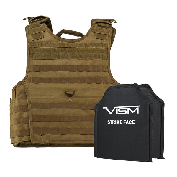 LEVEL IIIA  EXPERT PLATE CARRIER VEST WITH TWO 10"X12" SHOOTERS CUT SOFT BALLISTIC PANELS/TAN/XS-S