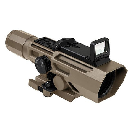 VISM by NcSTAR VADOTP3942G ADO 3-9X42 Scope with Flip Up Red Dot & Locking Quick Release Mount Tan