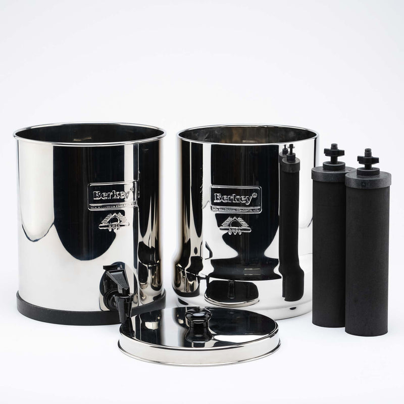 Big Berkey BK4X2 Countertop Water Filter System with 2 Black Berkey® Purification Elements and 2 Fluoride Filters