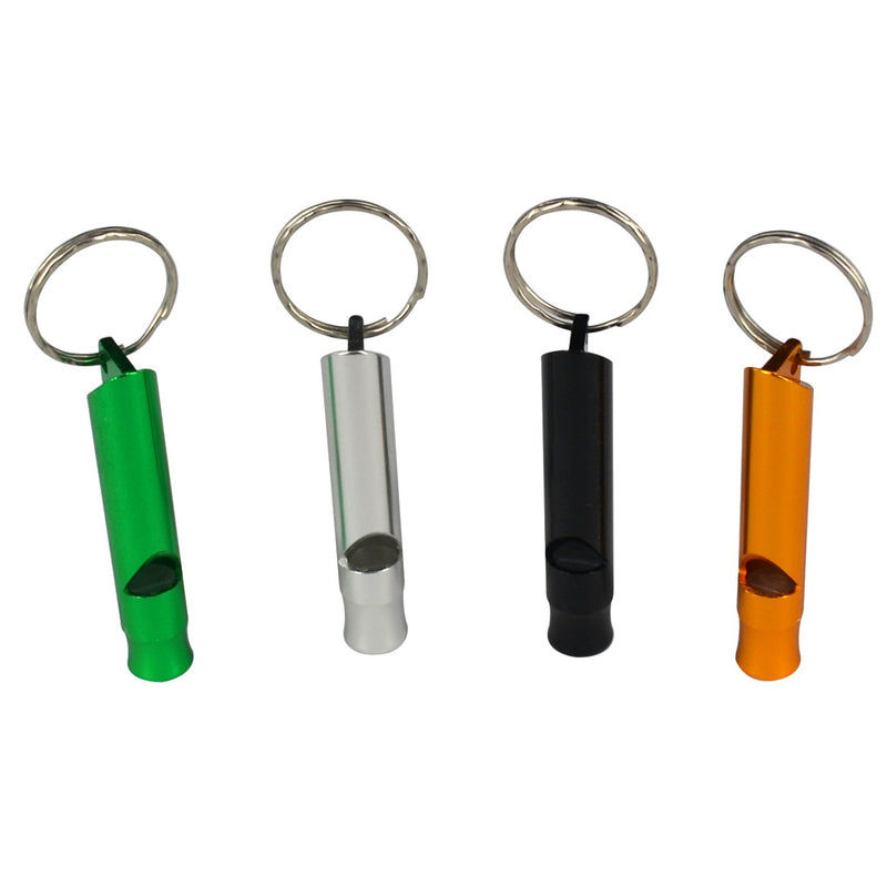 Emergency Hiking Camping Survival Aluminum Whistle Key Ring Chain 4 Pack Mixed Color