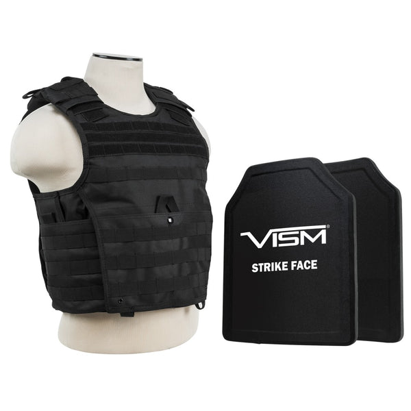 LEVEL III+ VISM by NcSTAR BPLCVPCVX2963B-A EXPERT PLATE CARRIER VEST WITH 11"X14' LEVEL III+ SHOOTERS CUT 2X HARD BALLISTIC PLATES/ BLACK