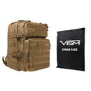 LEVEL IIIA VISM by NcSTAR BSCBAT2974-A ASSAULT BACKPACK WITH 11"x14" LEVEL IIIA SOFT BALLISTIC PANEL/ TAN