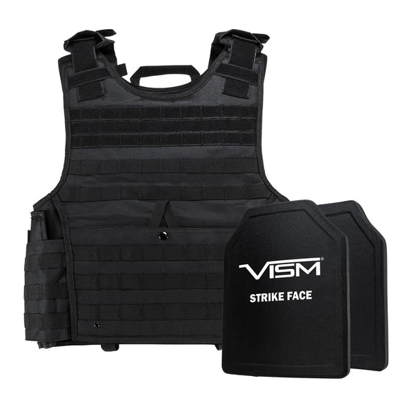 LEVEL III+ VISM by NcSTAR BPCVPCVXL2963B-A EXPERT PLATE CARRIER VEST (2XL+) WITH 10"X12' LEVEL III+ PE SHOOTERS CUT 2X HARD BALLISTIC PLATES/ EXTRA LARGE/BLACK
