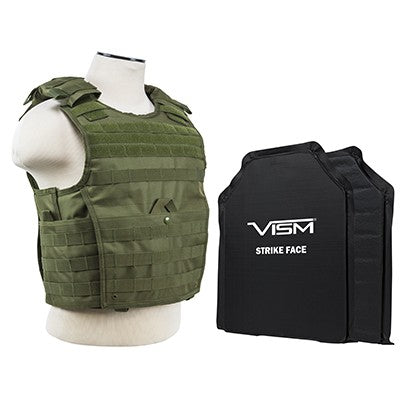 LEVEL IIIA EXPERT PLATE CARRIER VEST WITH TWO 11"X14" SHOOTERS CUT SOFT BALLISTIC PANELS/GREEN/2XL+