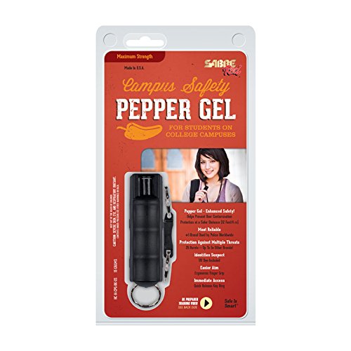 Sabre Red Campus Safety Key Pepper Gel Spray Black