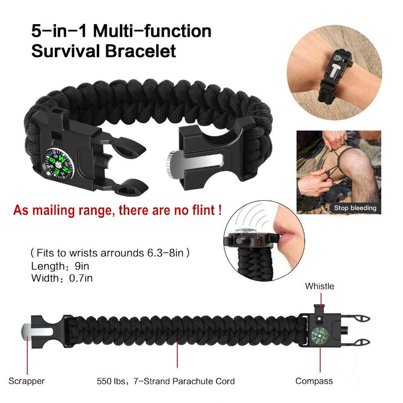 5-in-1 multi-function survival bracelet