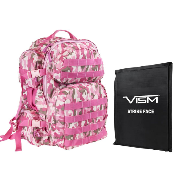 LEVEL IIIA VISM by NcSTAR BSCBPC2911-A TACTICAL BACKPACK WITH 10"x12" LEVEL IIIA SOFT BALLISTIC PANEL/ PINK CAMO