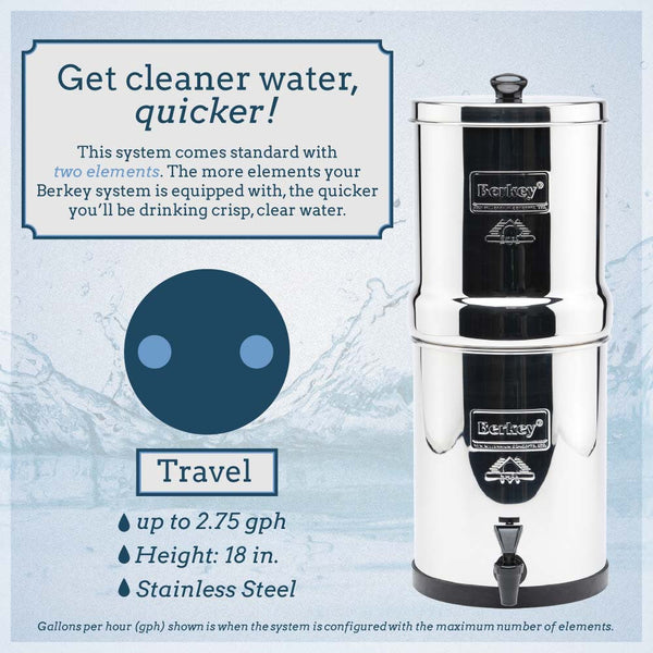 Travel Berkey 1.5 Gal. Water Purifier 2 Filters