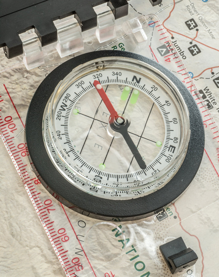 SE CC45-6 Map Compass With Sighting Mirror Glowing Markers & Lanyard