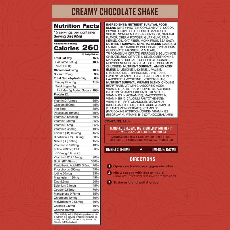 Nutrient Survival CREAMY CHOCOLATE SHAKE