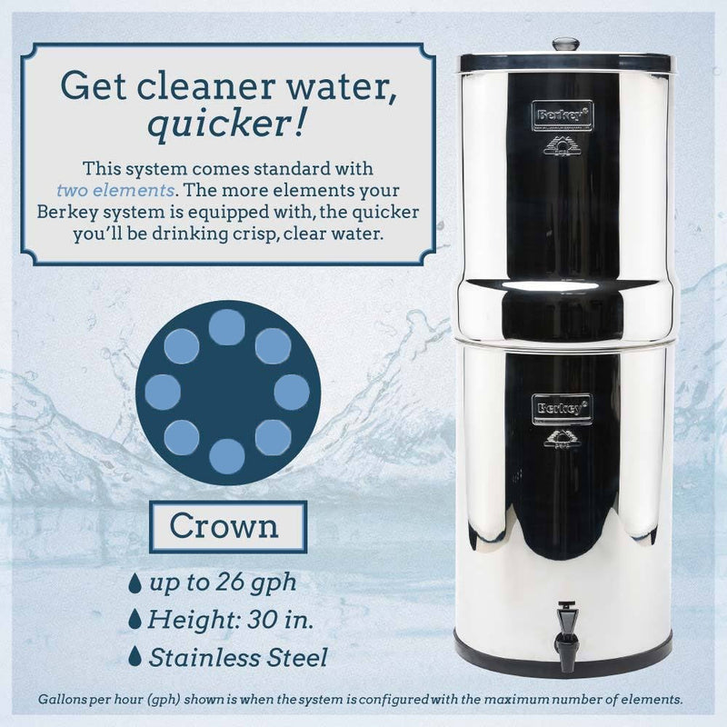 Crown Berkey CRN8X8-BB 6 Gal. Water Purifier With 8 Filters