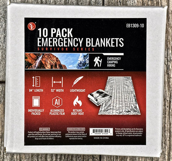 SE EB1309-10 10 Pack of Emergency Sleeping Blankets