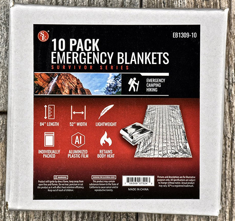 SE EB1309-10 10 Pack of Emergency Sleeping Blankets