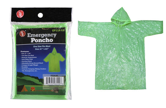 SE EP11A-LG Emergency Poncho - Lime Green