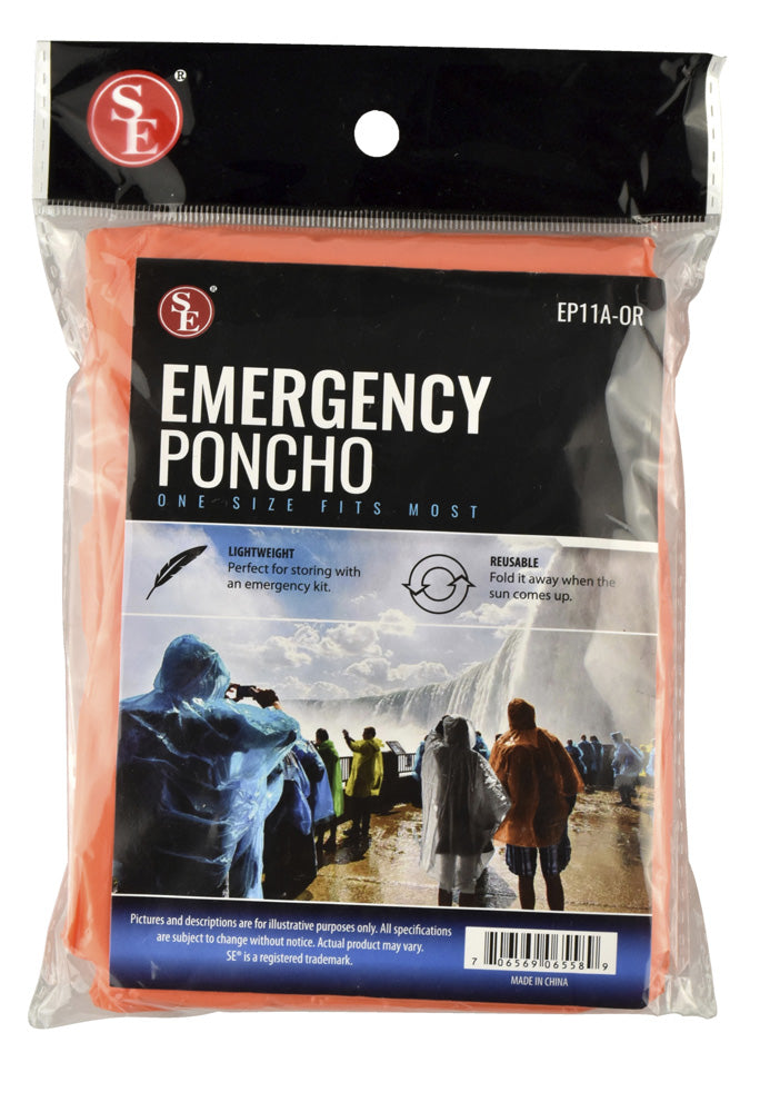 SE EP11A-OR Emergency Poncho - Orange