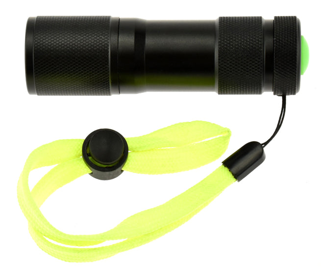 SE FL449WP 9 LED Black Waterproof Flashlight with Carrying Case Lanyard Sideways Open