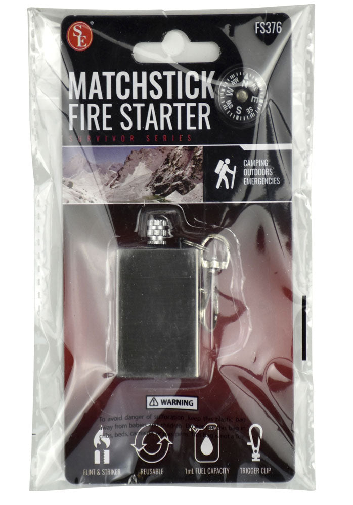 SE FS376 Instant Fire Starter, Dim : 1-1/2" x 1-1/4" x 3/8" Keychain
