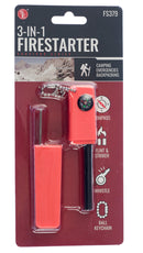 SE FS379 3-in-1 Firestarter with Ball Keychain (Compass, Flint & Striker & Whistle)