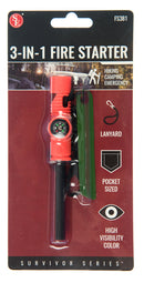 SE FS381 Flint and Striker 3-IN-1 Flint Fire Starter Compass & Whistle