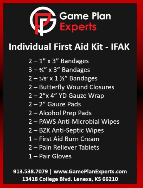 List of IFAK included in GPS Survival Guardian Car Emergency Survival Kit