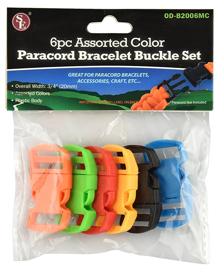 SE OD-B2006MC 6 pc Paracord Bracelet Buckle Set (Assorted Colors) 3/4" ( 20mm)