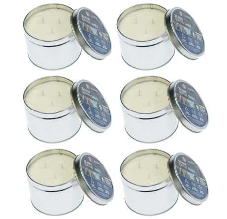 6 Emergency Survival Candle in a Tin 36 Hours 3 Wicks 12 Hrs Each