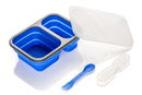 SE STW236-BL Collapsible Food Container with 2 Compartments Includes Utensils