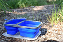 SE STW236-BL Collapsible Food Container with 2 Compartments Includes Utensils