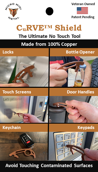 CuRVE® Shield The Ultimate No Touch Tool 100% Copper Image of uses