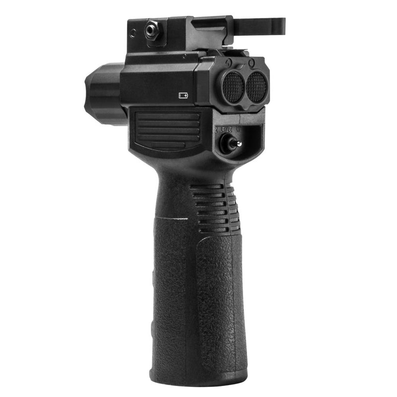 VISM by NcSTAR VAQVGFLGV2 GEN2 QR Vertical Grip with Strobe FlashLight & Green Laser