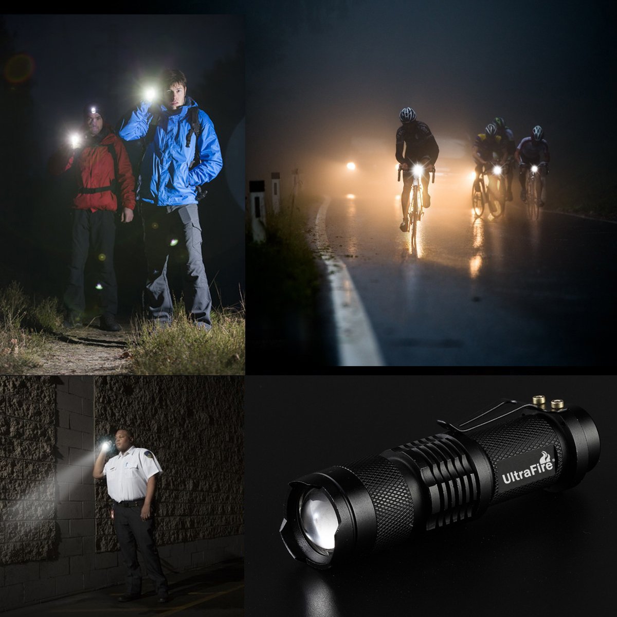cree rechargeable flashlight light UltraFire 7w 300lm Mini Cree Led Flashlight Black