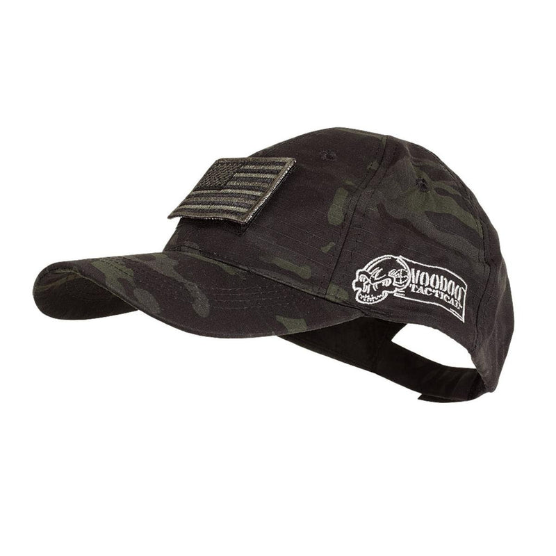 VooDoo Tactical 20-9351072000 Cap With Removable Flag Patch Black Multicam