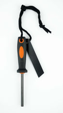 Flint and Striker with Rubber Grip Handle, Black/Orange