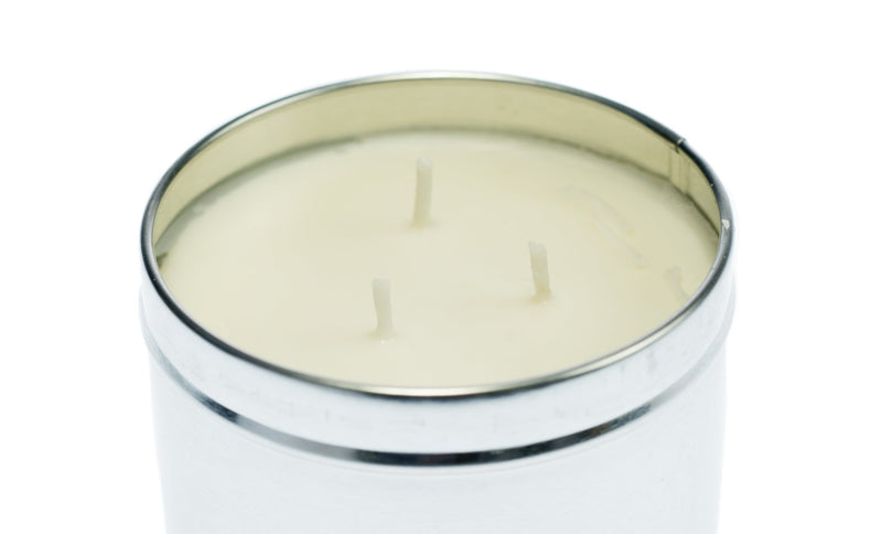Survival candle 3 Wicks, 36 Total Hours,12 Hours Per Wick, Soy Wax, in a Tin Box up close