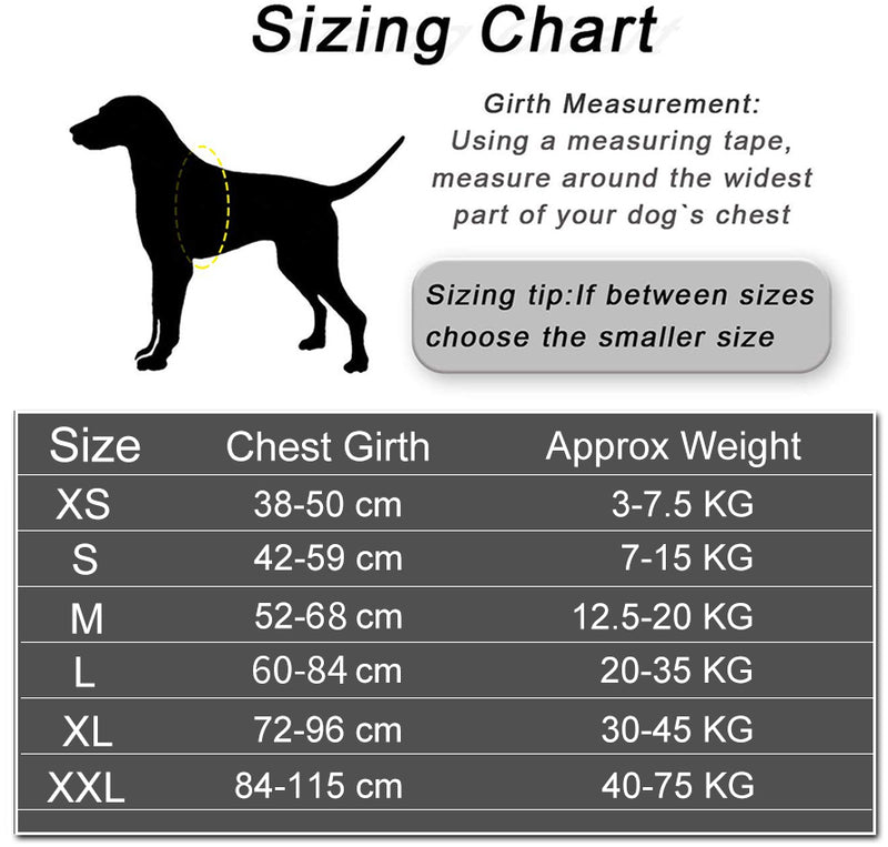 Dog Harness NO PULL Reflective Breathable Adjustable Pet Harness For Dog (Not customizable) Sizing Chart